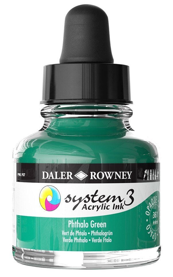 Daler Rowney System 3 Sıvı Akrilik Mürekkep Boya 29.5ml 361 Phthalo Green