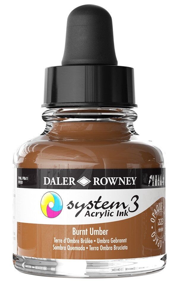 Daler Rowney System 3 Sıvı Akrilik Mürekkep Boya 29.5ml 223 Burnt Umber