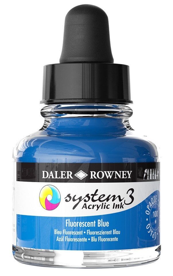 Daler Rowney System 3 Sıvı Akrilik Mürekkep Boya 29.5ml 100 Flourecent Blue