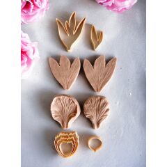 Smarta Büyük Silikon Kalıp Çiçekler Şakayık Ve Yaprak Seti 21x12cm