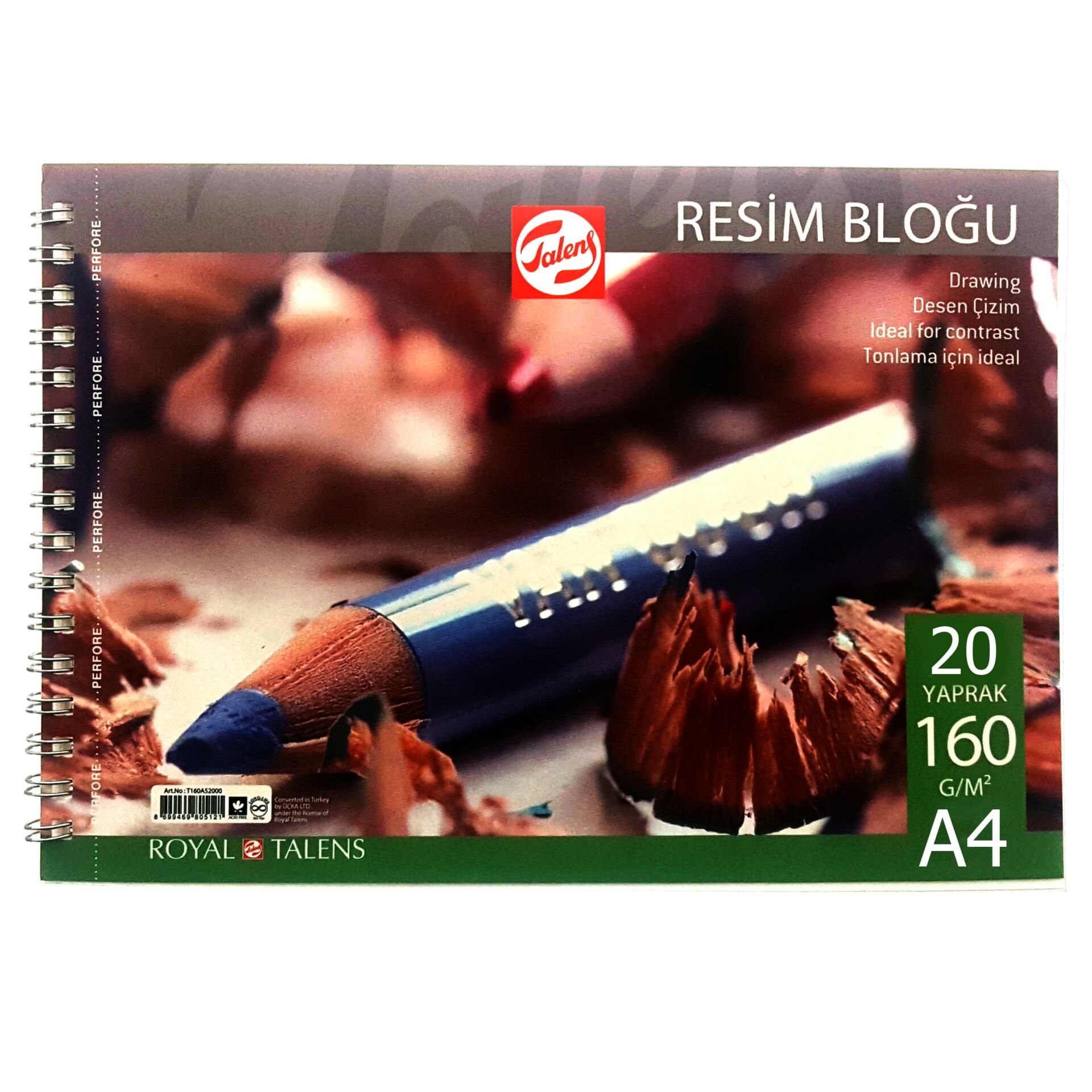 Talens Spiralli Resim Bloğu Eskiz Çizim Defteri A4 160 gr 20 Sayfa