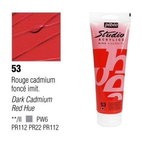 Pebeo Studio Akrilik Boya 100ml - 53 Dark Cadmium Red Hue