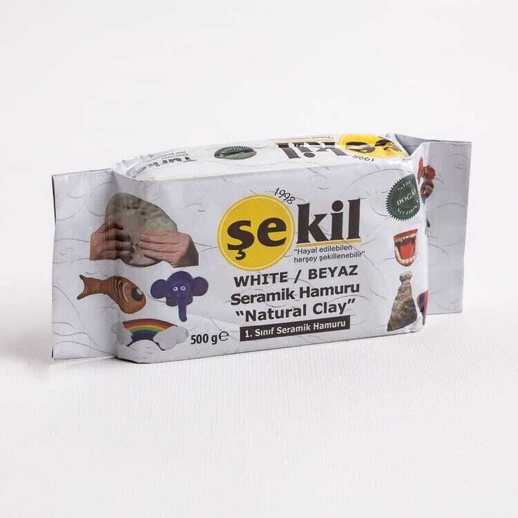 Şekil Doğal Seramik Kil 500 gr Beyaz