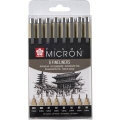 Sakura Pigma Micron Teknik ve İllüstrasyon Çizim Kalem Seti Siyah Edition 8'li