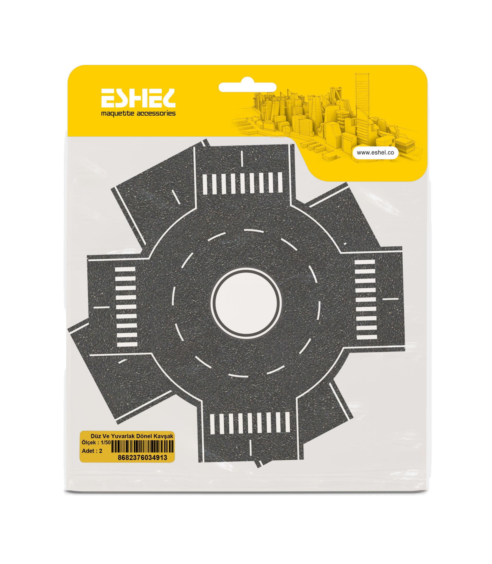 Eshel Maket Düz Ve Yuvarlak Dönel Kavşak 2'li Set 1/50