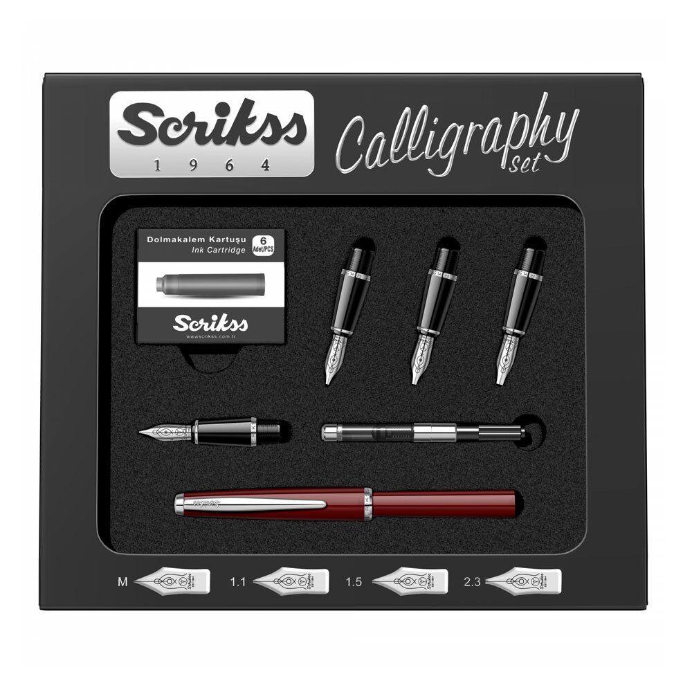 Scrikss Kaligrafi Kalem Seti Bordo