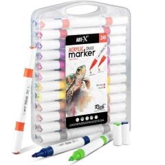 Rich Art-X Acrylic Duo Marker Çift Uçlu Su Bazlı Boyama Kalemi 24 Renk Set