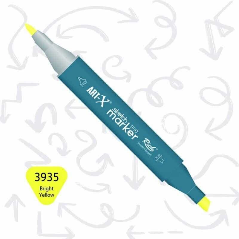 Rich Art-X Sketch Marker Duo Çift Uçlu Marker Kalem 3935 Bright Yellow