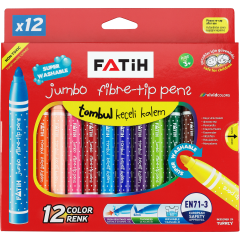 Fatih Yıkanabilir Jumbo Keçeli 12 Renk