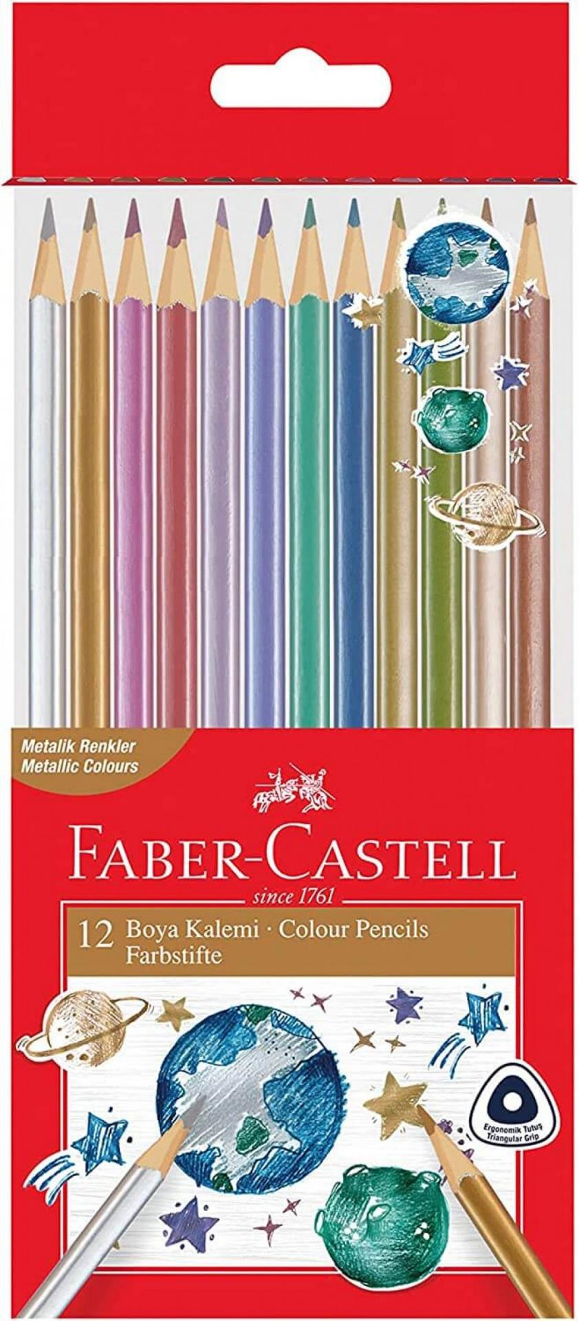 Faber Castell Metalik Üçgen Kuruboya 12'li