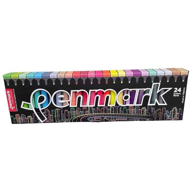 Penmark Fosforlu Kalem 24 Renk Set Süper Kutu 6 NEON+6 PASTEL + 6 TROPİK+6 SİMLİ